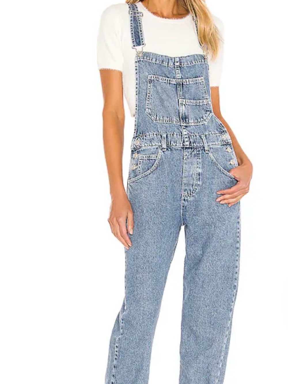 Free People Light Blue Denim Overalls for Women